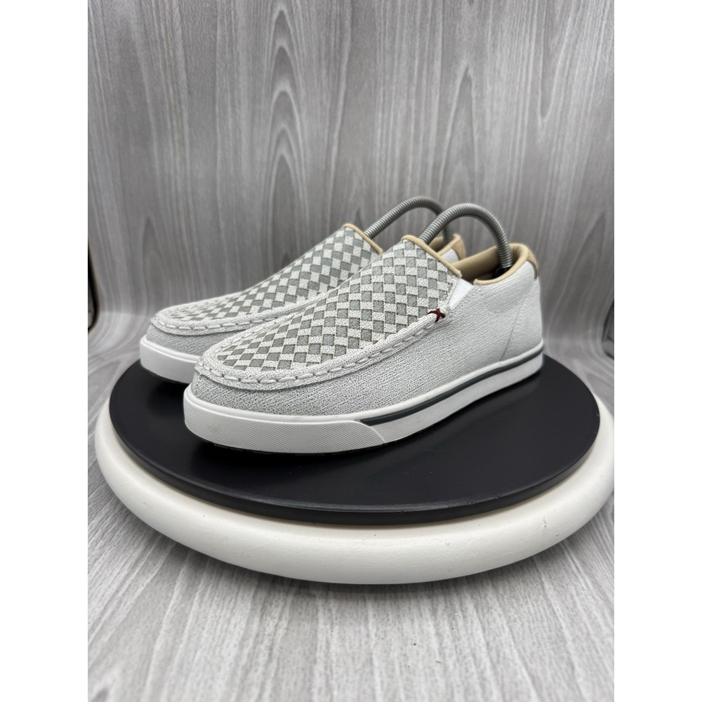Twisted X Kids Size 6M White Grey Leather Slip On Kicks Shoes Casual Loafers NEW